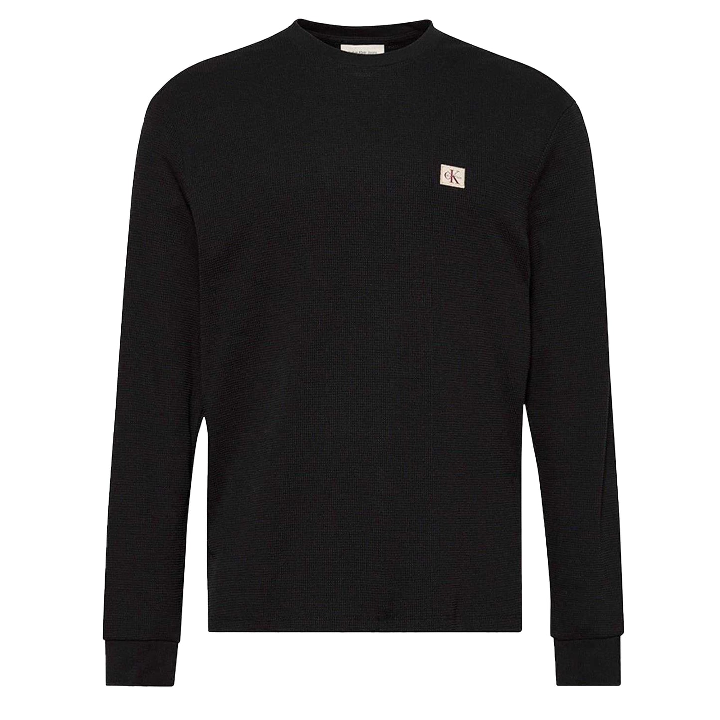 Black - Front - Calvin Klein Mens Waffle Long-Sleeved T-Shirt