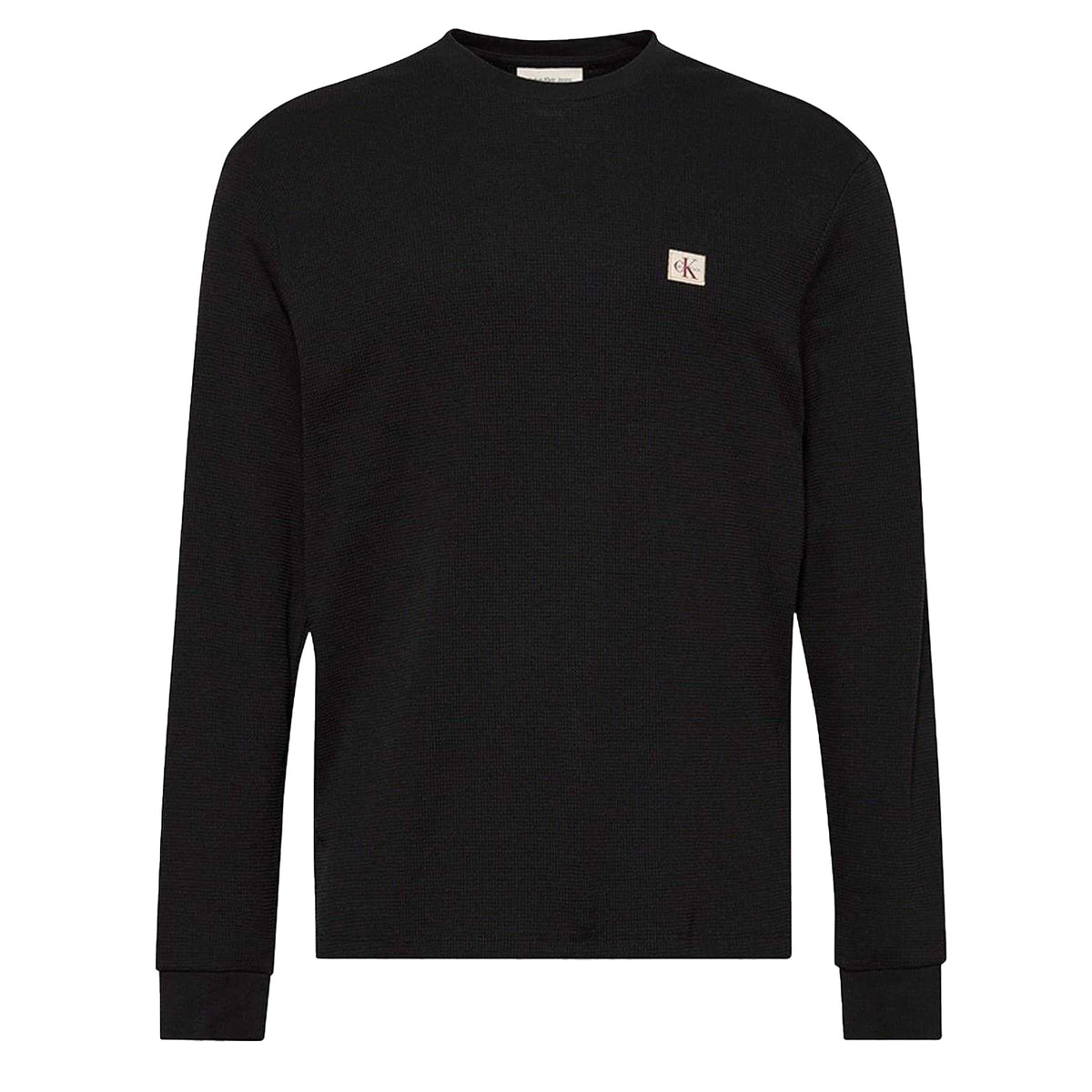 Black - Front - Calvin Klein Mens Waffle Long-Sleeved T-Shirt
