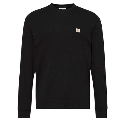 Black - Front - Calvin Klein Mens Waffle Long-Sleeved T-Shirt