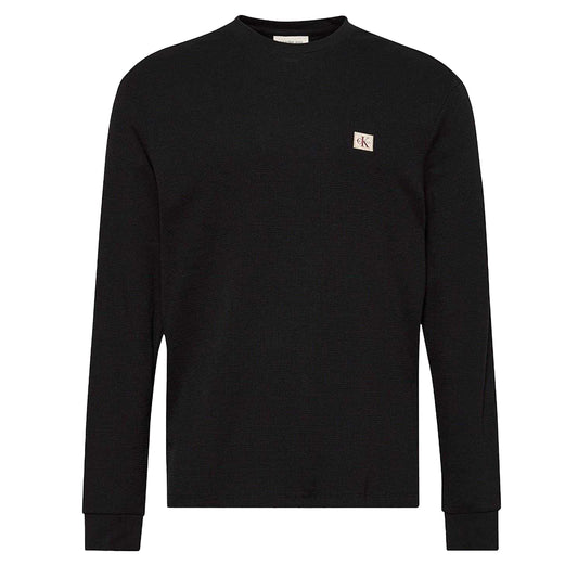 Black - Front - Calvin Klein Mens Waffle Long-Sleeved T-Shirt