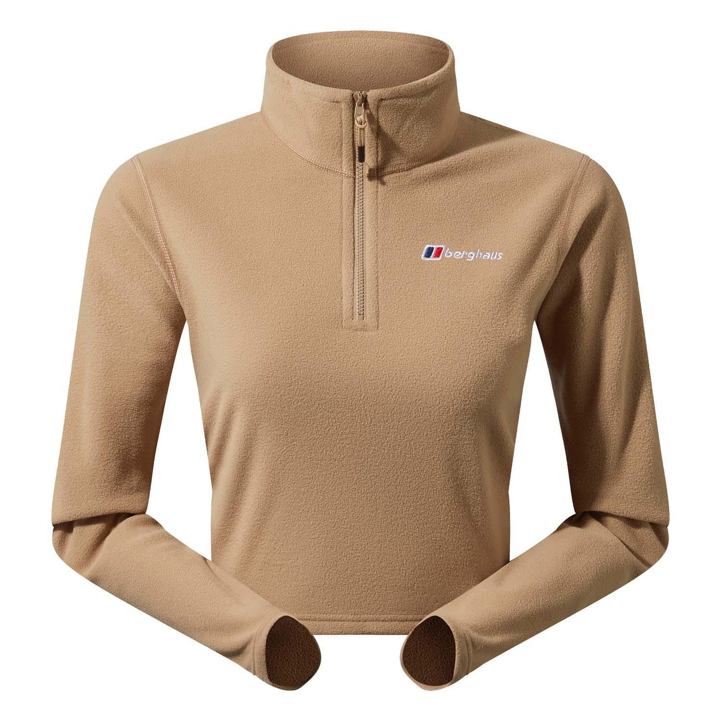 Beige - Front - Berghaus Womens-Ladies Urban Prism Fleece Half Zip Crop Top