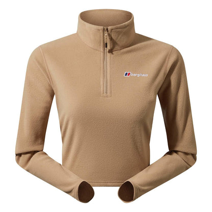Beige - Front - Berghaus Womens-Ladies Urban Prism Fleece Half Zip Crop Top