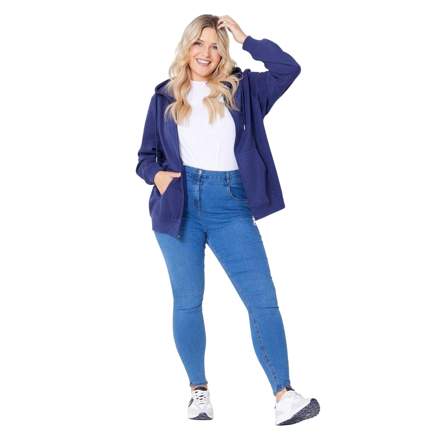 Navy - Side - Be You Womens-Ladies Relaxed Fit Sweat Jacket