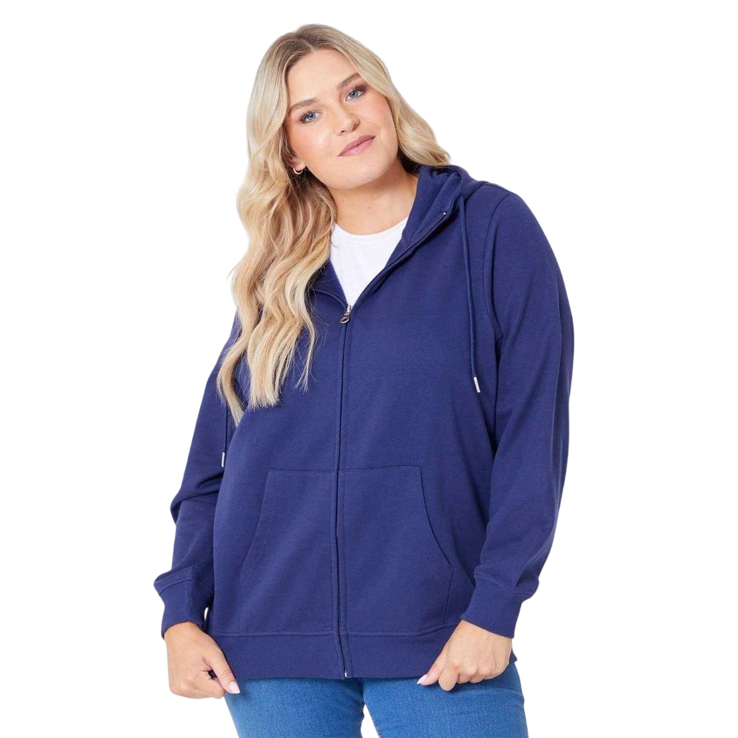 Navy - Front - Be You Womens-Ladies Relaxed Fit Sweat Jacket