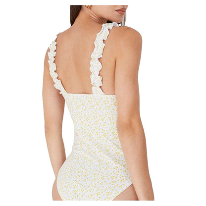 Floral - Back - Brave Soul Womens-Ladies Lettuce Hem Bodysuit