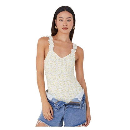 Floral - Side - Brave Soul Womens-Ladies Lettuce Hem Bodysuit