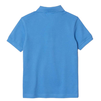 Blue - Back - Lacoste Childrens-Kids Minecraft Organic Cotton Polo Shirt