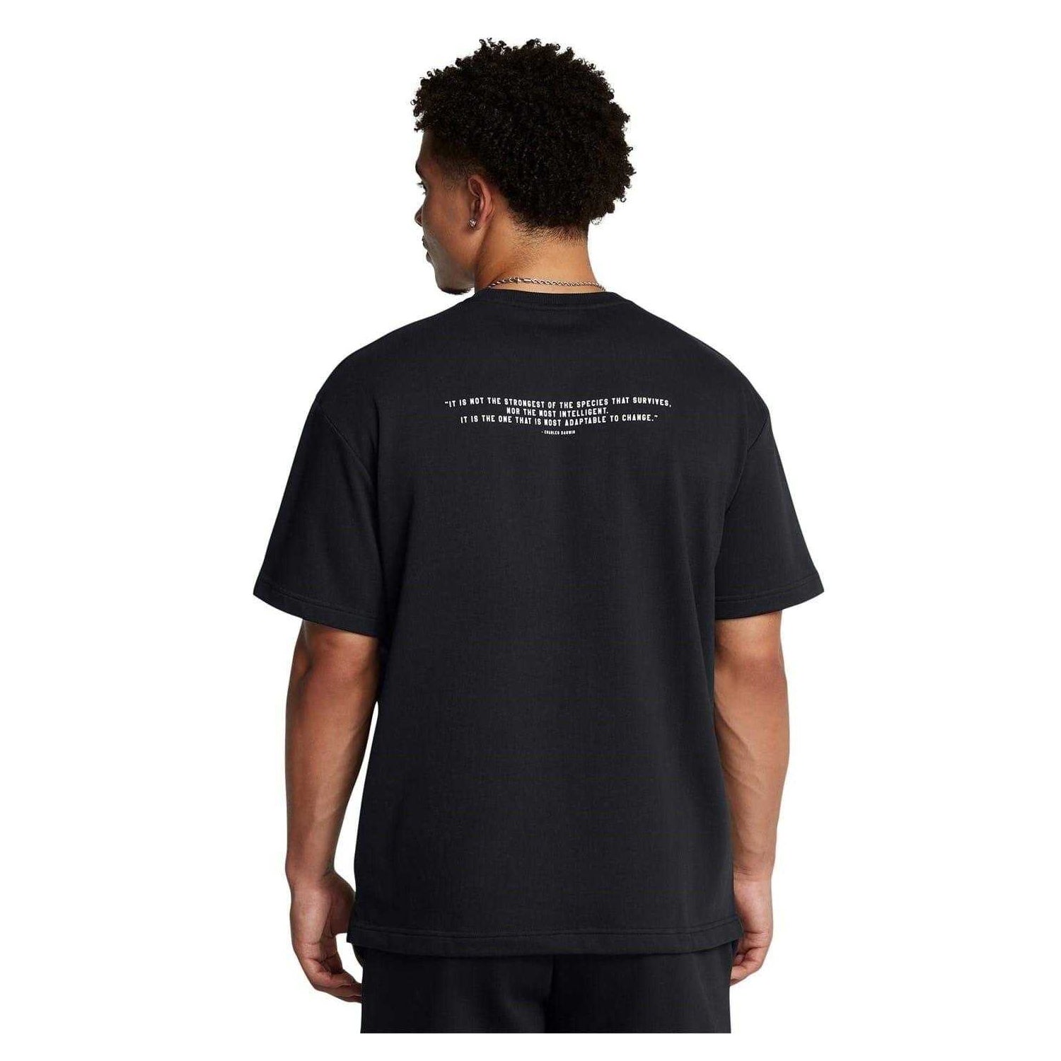 Black - Back - Under Armour Mens Project Rock Terrycloth T-Shirt