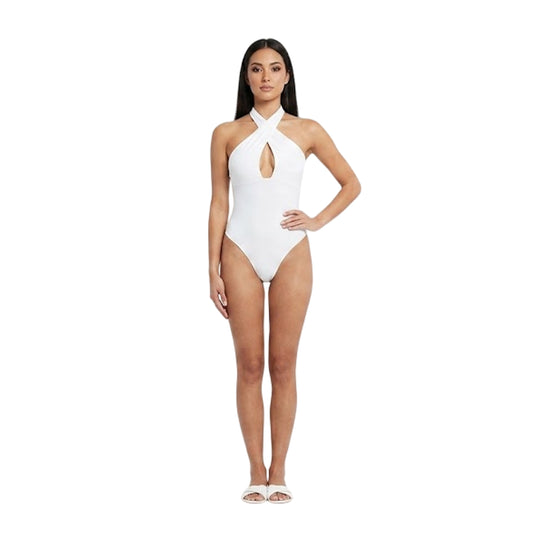 Ivory - Front - Missy Empire Womens-Ladies Cut Out Plunge Bodycon Bodysuit
