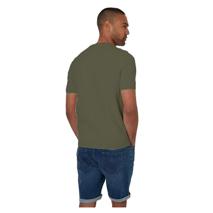 Dark Sage - Back - Threadbare Mens Cable Knit Crew Neck T-Shirt