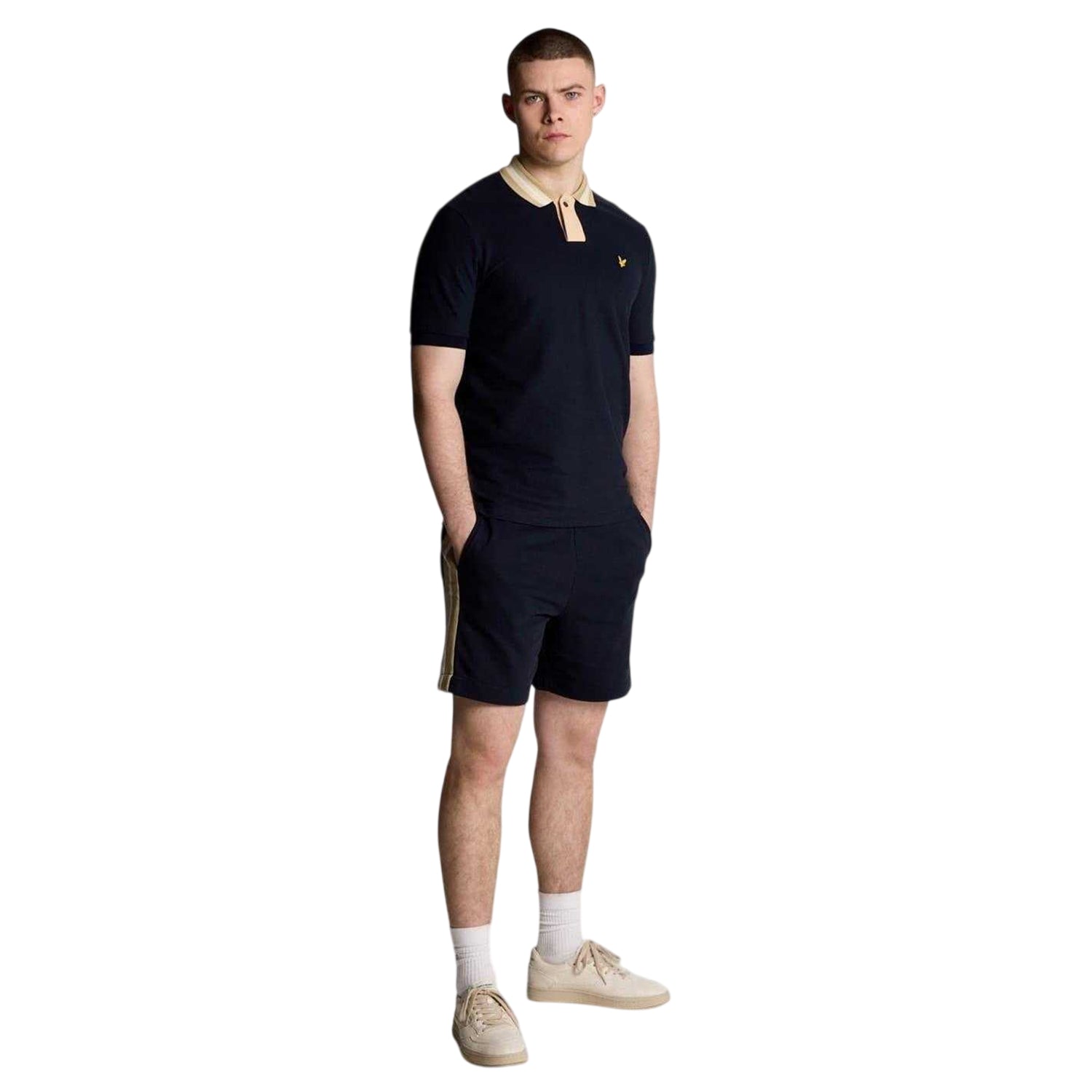 Dark Navy - Side - Lyle & Scott Mens Tapered Sweat Shorts