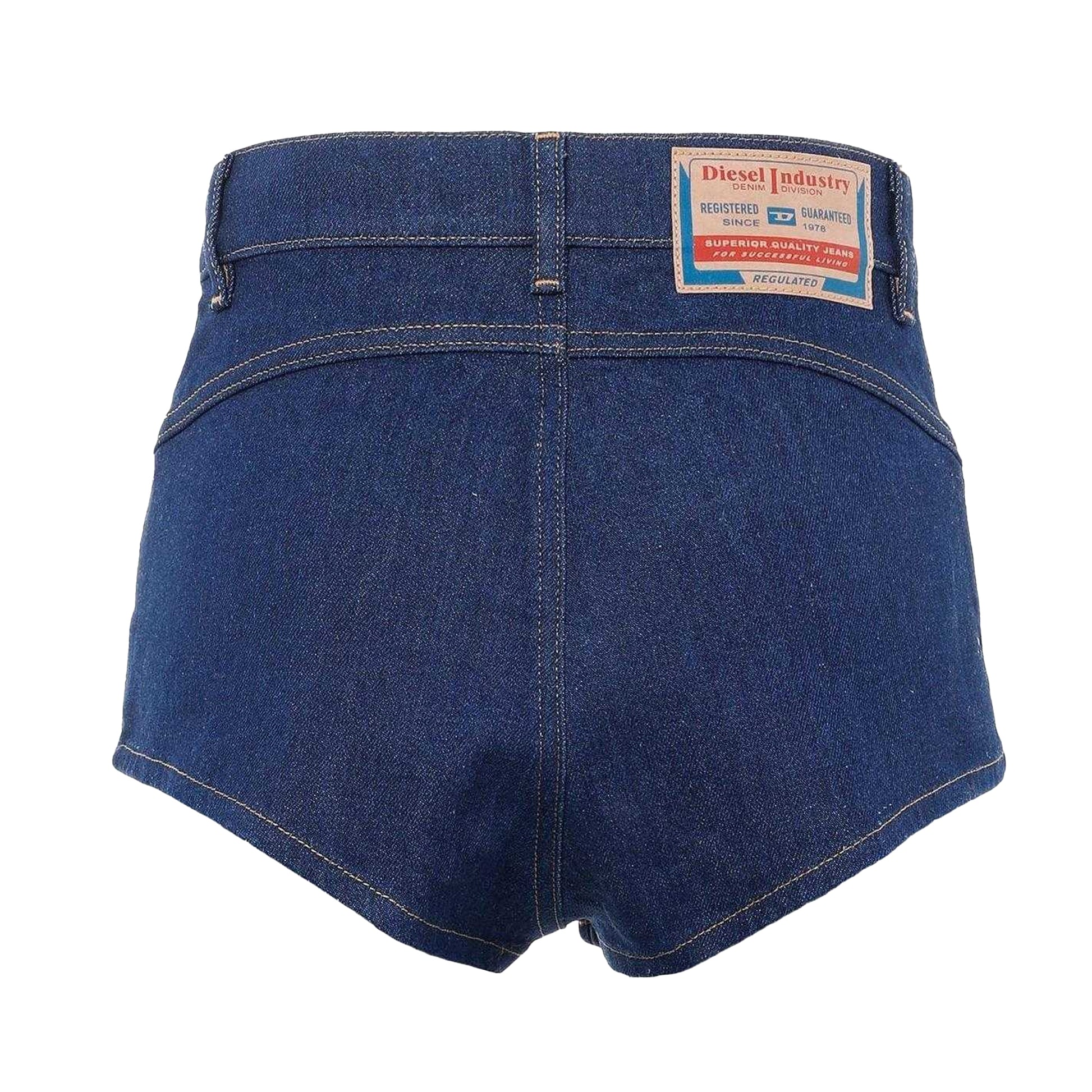 Blue - Back - Diesel Womens-Ladies De-Lunar High Waist Shorts