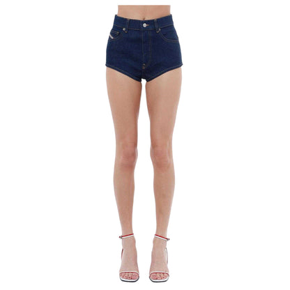 Blue - Side - Diesel Womens-Ladies De-Lunar High Waist Shorts