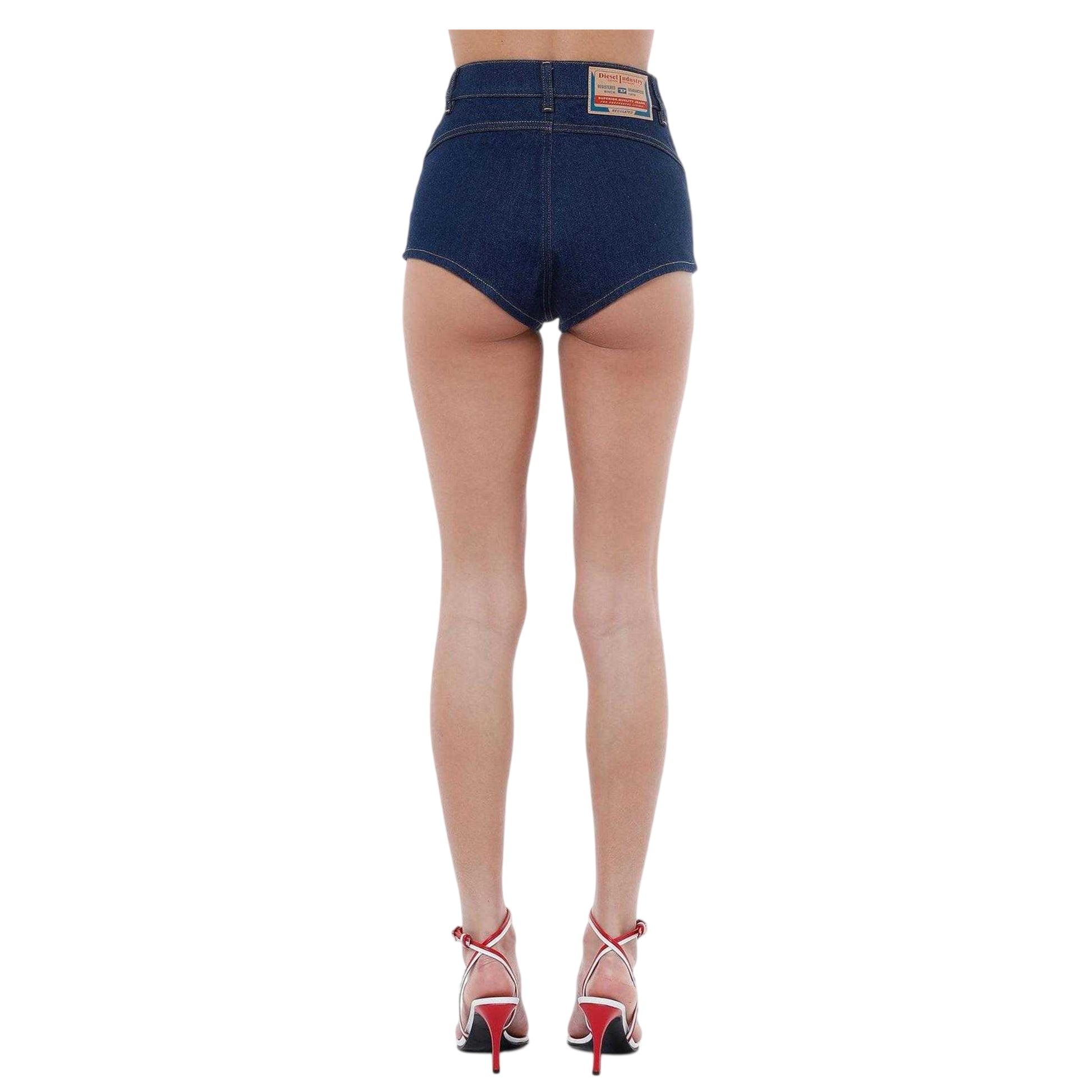 Blue - Lifestyle - Diesel Womens-Ladies De-Lunar High Waist Shorts