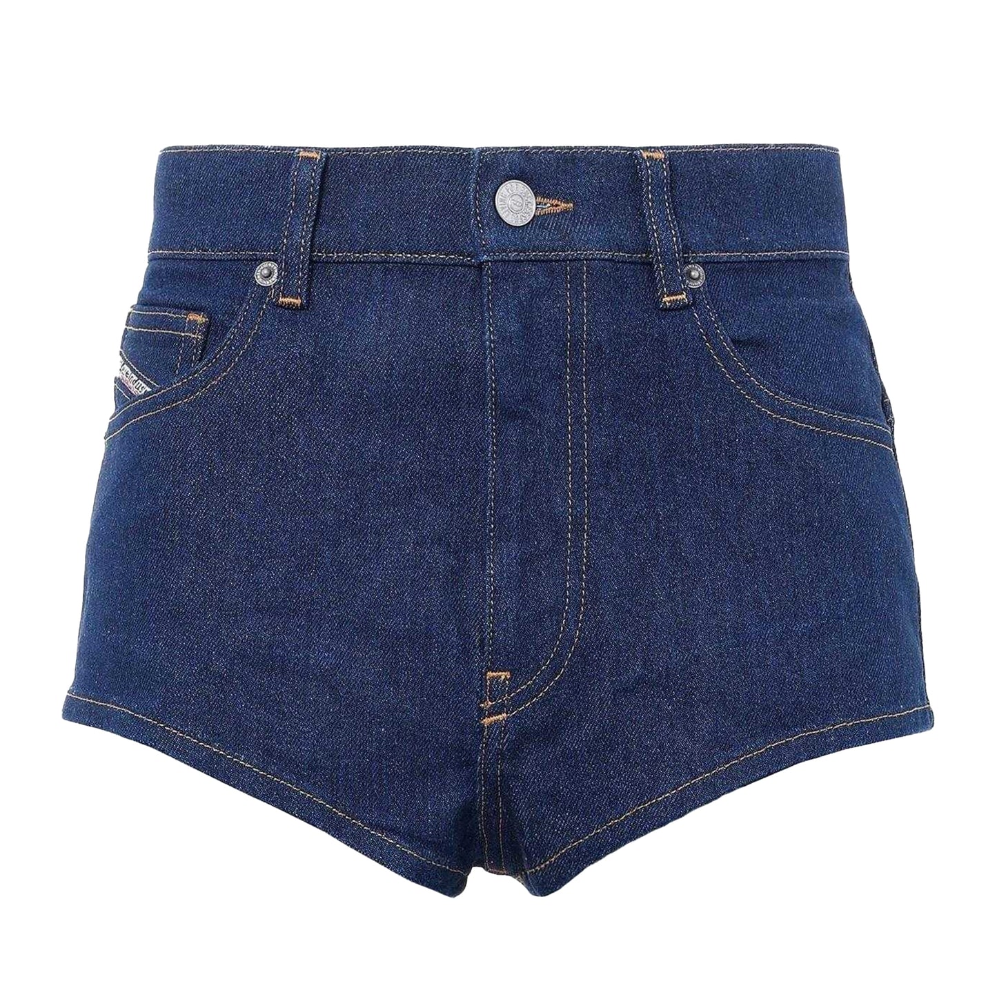 Blue - Front - Diesel Womens-Ladies De-Lunar High Waist Shorts