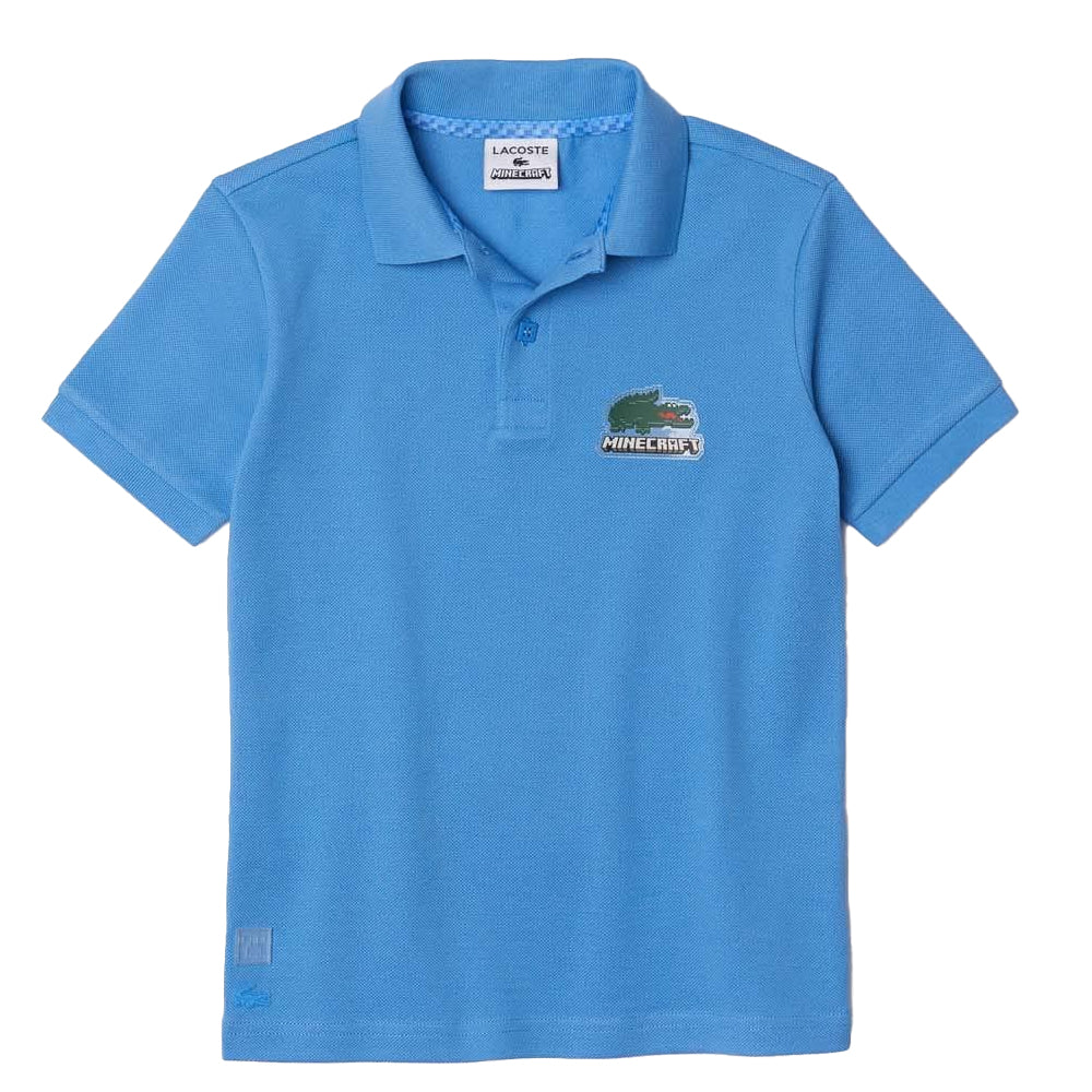 Blue - Front - Lacoste Childrens-Kids Minecraft Organic Cotton Polo Shirt