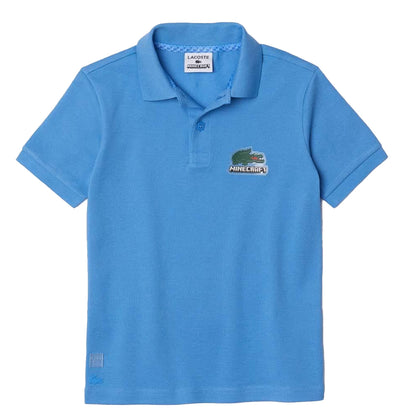 Blue - Front - Lacoste Childrens-Kids Minecraft Organic Cotton Polo Shirt