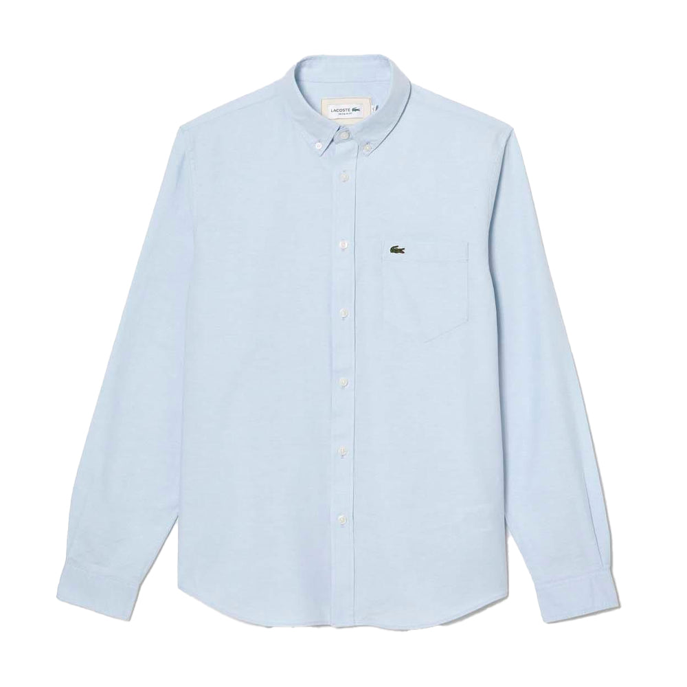 Blue - Front - Lacoste Mens Oxford Regular Long-Sleeved Shirt