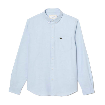 Blue - Front - Lacoste Mens Oxford Regular Long-Sleeved Shirt