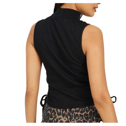 Black - Back - Brave Soul Womens-Ladies Ribbed High Collar Top