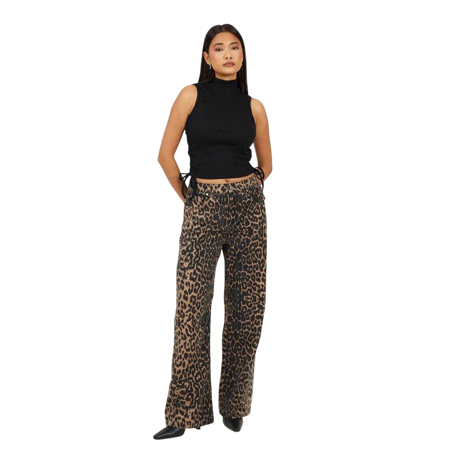 Black - Side - Brave Soul Womens-Ladies Ribbed High Collar Top