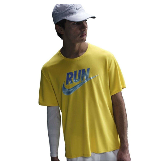 Lightning Yellow - Front - Nike Mens Miler Run Energy Dri-FIT T-Shirt