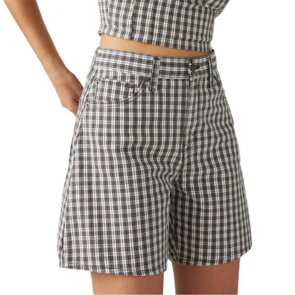 White-Green - Back - Levis Womens-Ladies Milo Denim Plaid Baggy Shorts