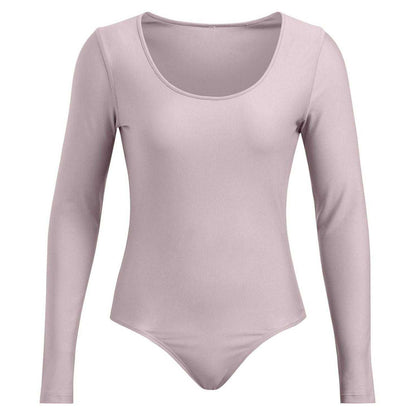 Grey - Front - Under Armour Womens-Ladies Vanish Scoop Neck Long-Sleeved Bodysuit
