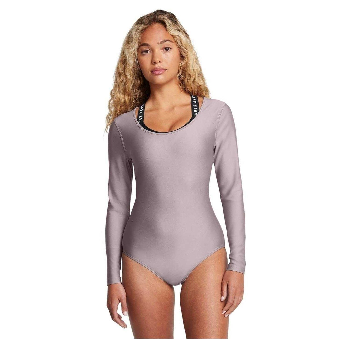 Grey - Side - Under Armour Womens-Ladies Vanish Scoop Neck Long-Sleeved Bodysuit