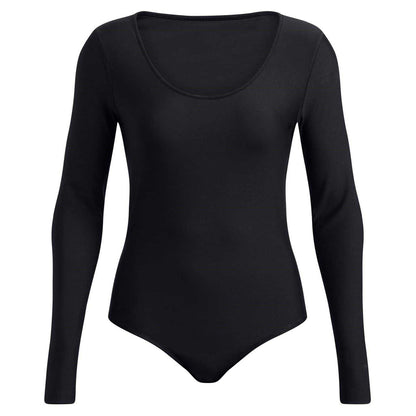 Black - Front - Under Armour Womens-Ladies Vanish Scoop Neck Long-Sleeved Bodysuit