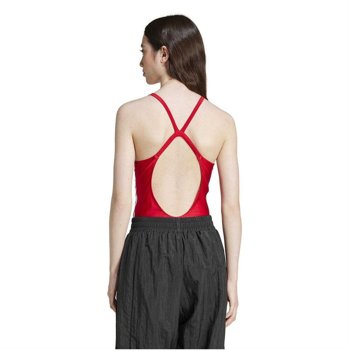 Better Scarlet - Back - Adidas Womens-Ladies 3 Stripes Fitted Sleeveless Bodysuit