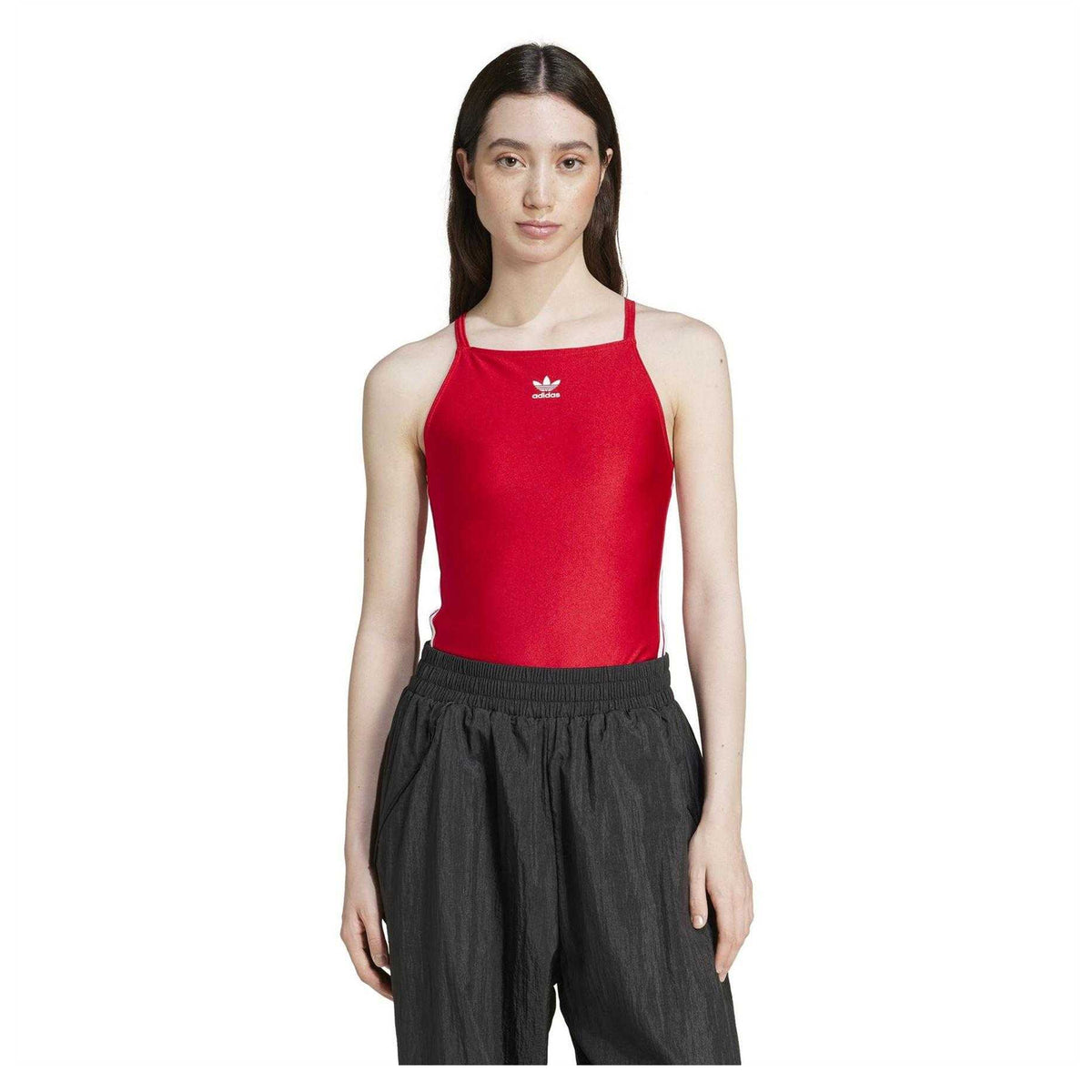 Better Scarlet - Side - Adidas Womens-Ladies 3 Stripes Fitted Sleeveless Bodysuit