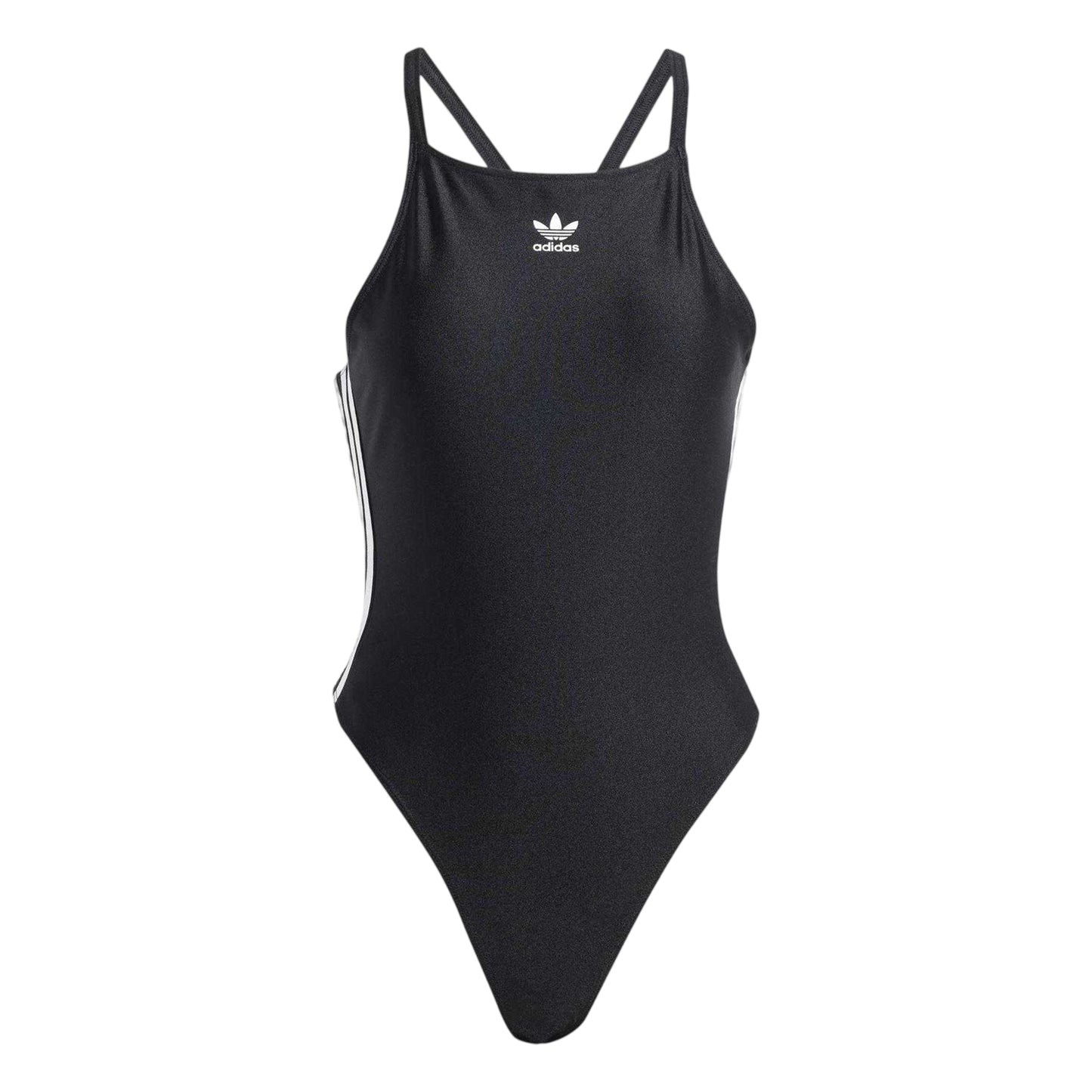 Black - Front - Adidas Womens-Ladies 3 Stripes Fitted Sleeveless Bodysuit