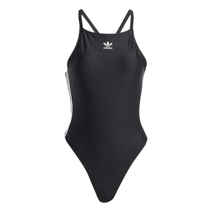 Black - Front - Adidas Womens-Ladies 3 Stripes Fitted Sleeveless Bodysuit