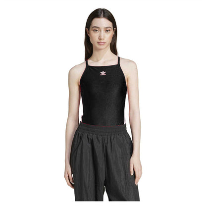 Black - Side - Adidas Womens-Ladies 3 Stripes Fitted Sleeveless Bodysuit