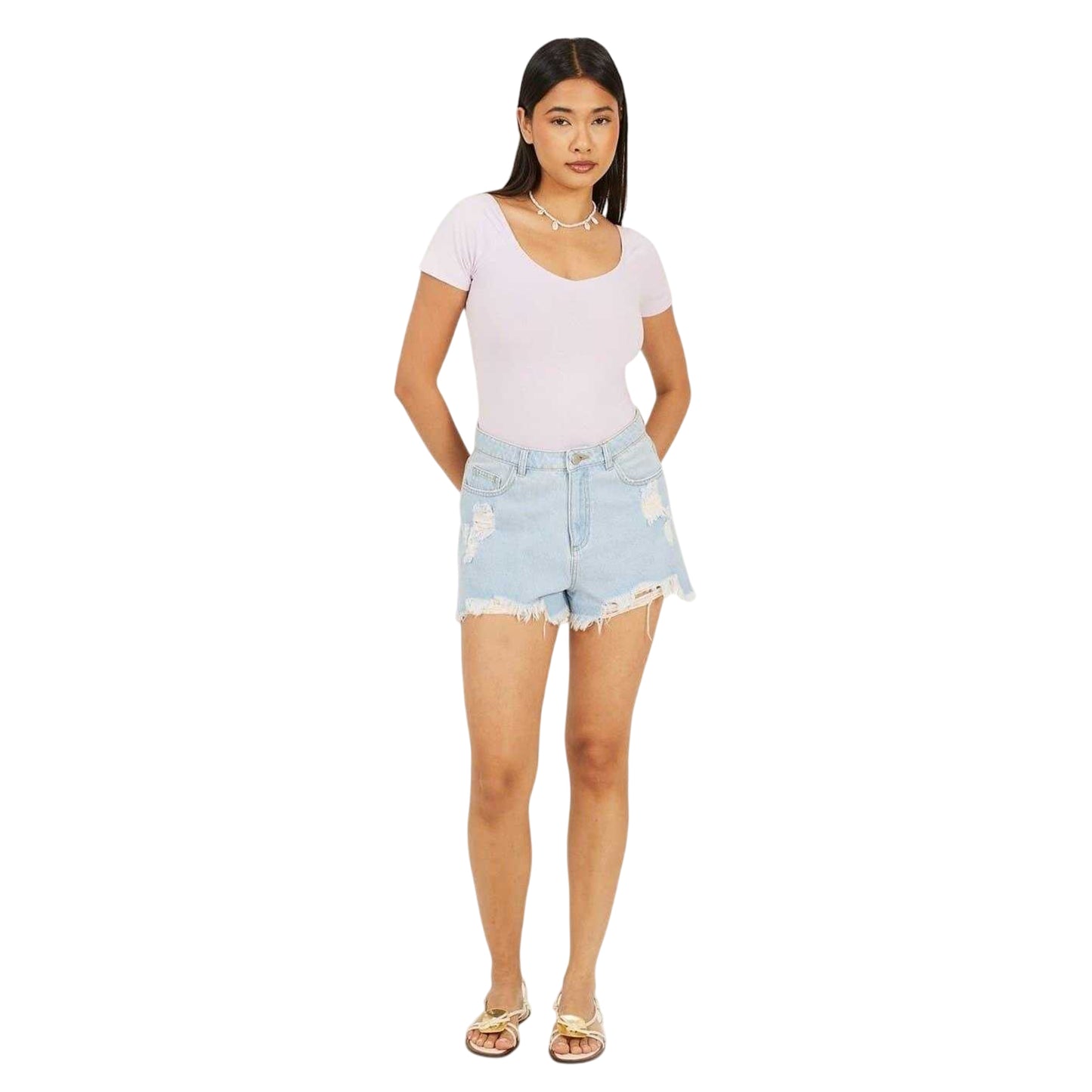 Dusky Lilac - Side - Brave Soul Womens-Ladies Gathered Detail Bodysuit