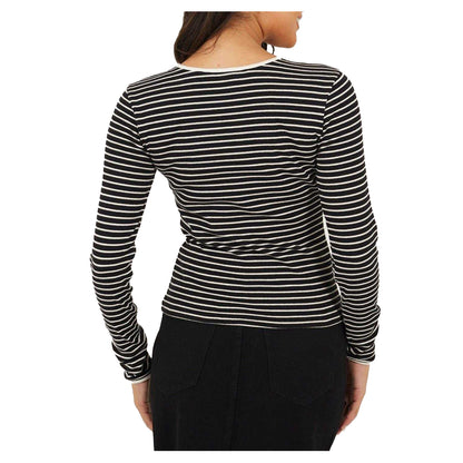 Black-Cream - Back - Brave Soul Womens-Ladies Striped Top