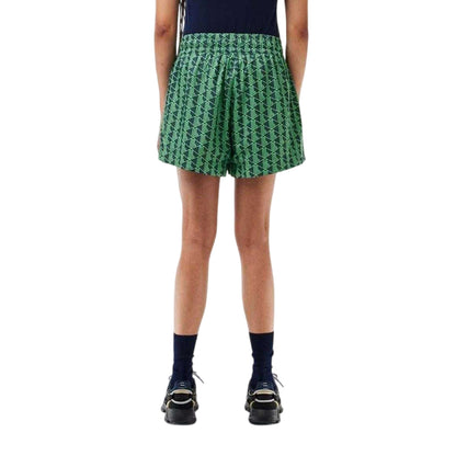 Multicoloured - Back - Lacoste Womens-Ladies Monogram Wide Leg Shorts
