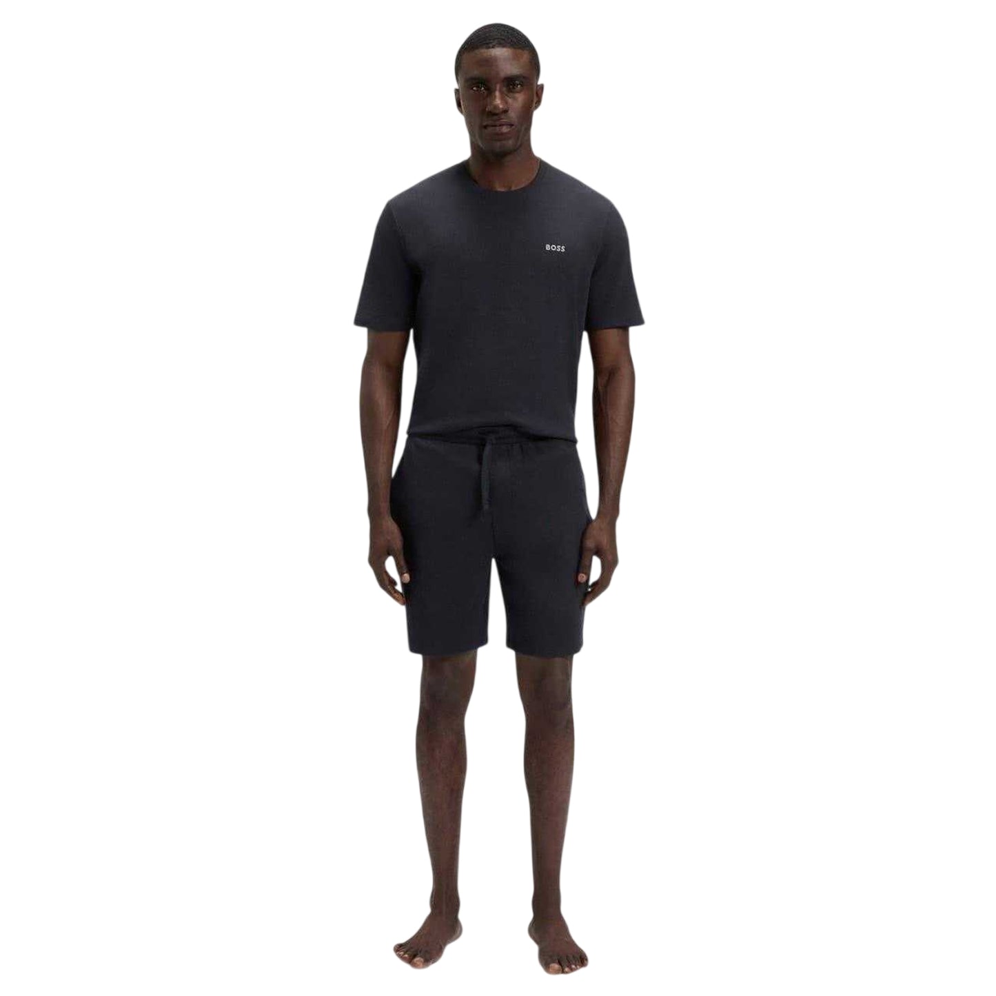 Navy - Front - Boss Mens Waffle Relaxed Fit Shorts