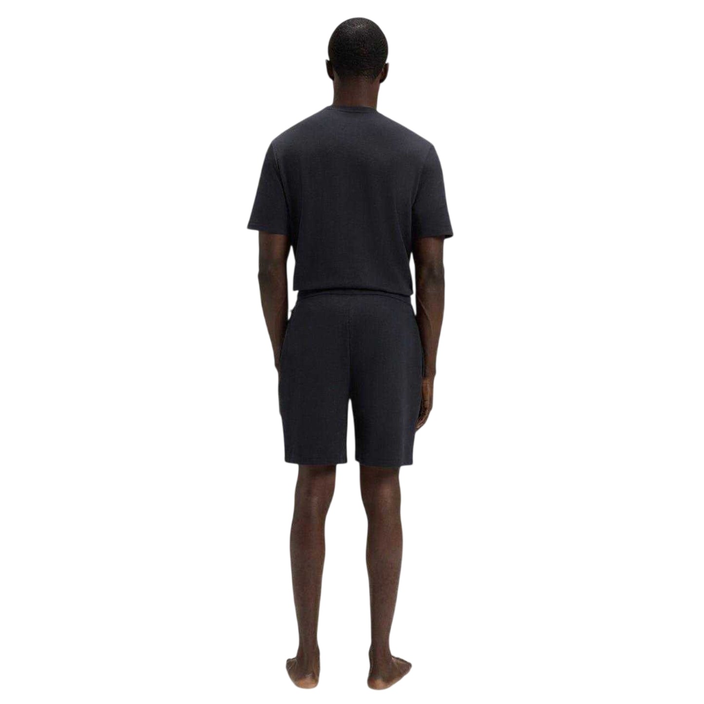 Navy - Back - Boss Mens Waffle Relaxed Fit Shorts