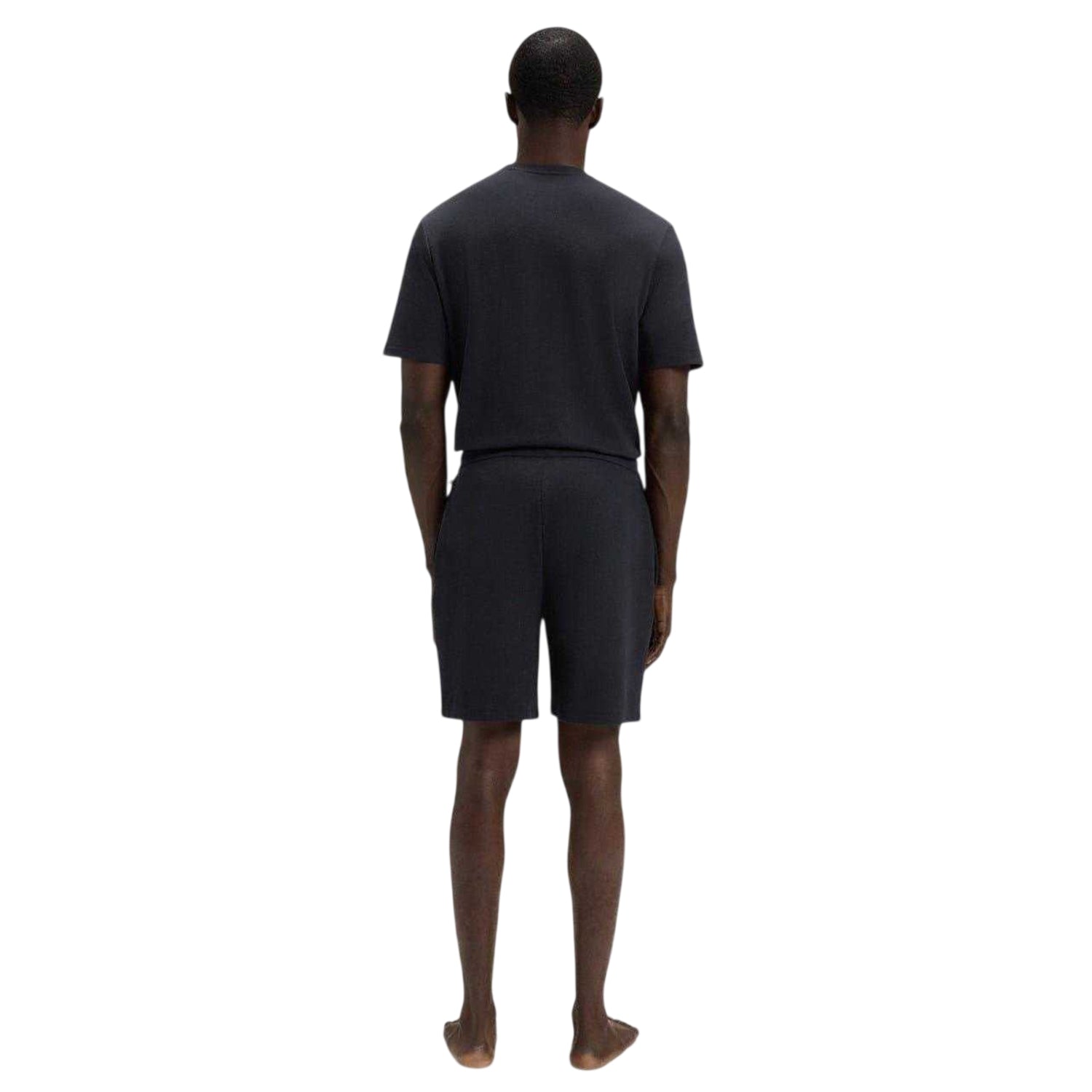 Navy - Back - Boss Mens Waffle Relaxed Fit Shorts