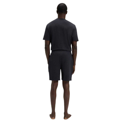 Navy - Back - Boss Mens Waffle Relaxed Fit Shorts