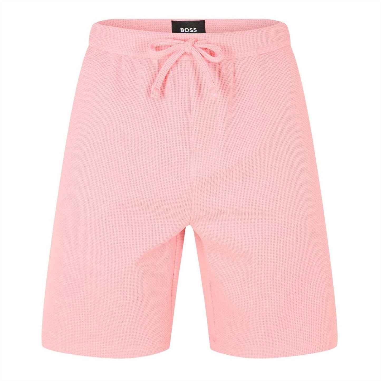 Pink - Front - Boss Mens Waffle Relaxed Fit Shorts
