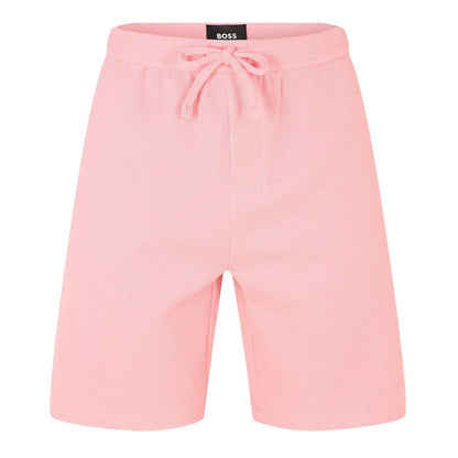 Pink - Front - Boss Mens Waffle Relaxed Fit Shorts