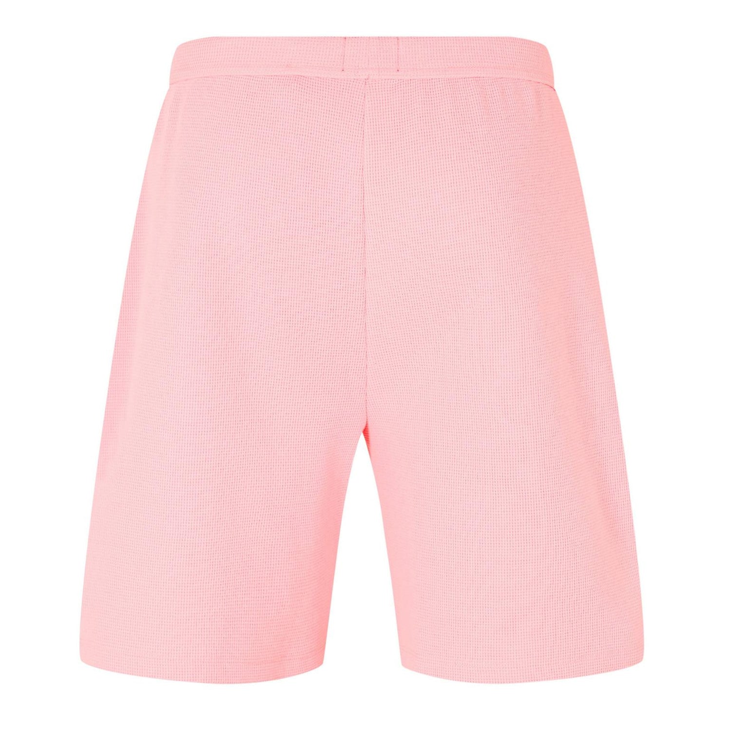 Pink - Back - Boss Mens Waffle Relaxed Fit Shorts