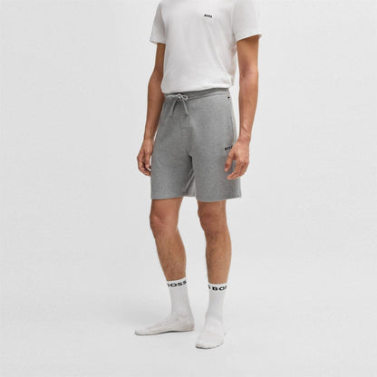 Grey - Back - Boss Mens Waffle Relaxed Fit Shorts