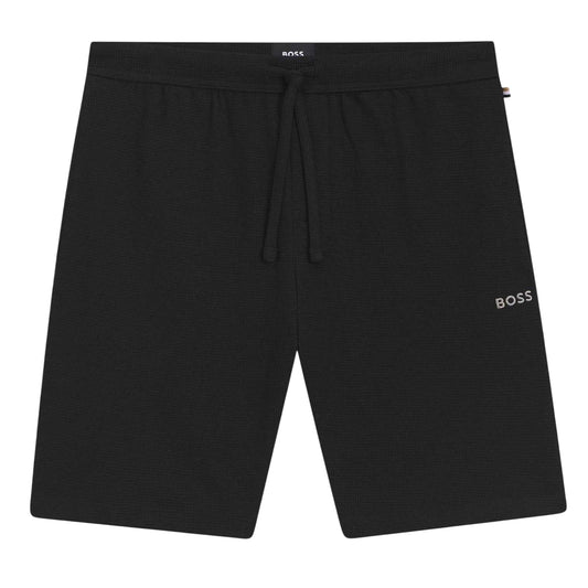 Black - Front - Boss Mens Waffle Relaxed Fit Shorts