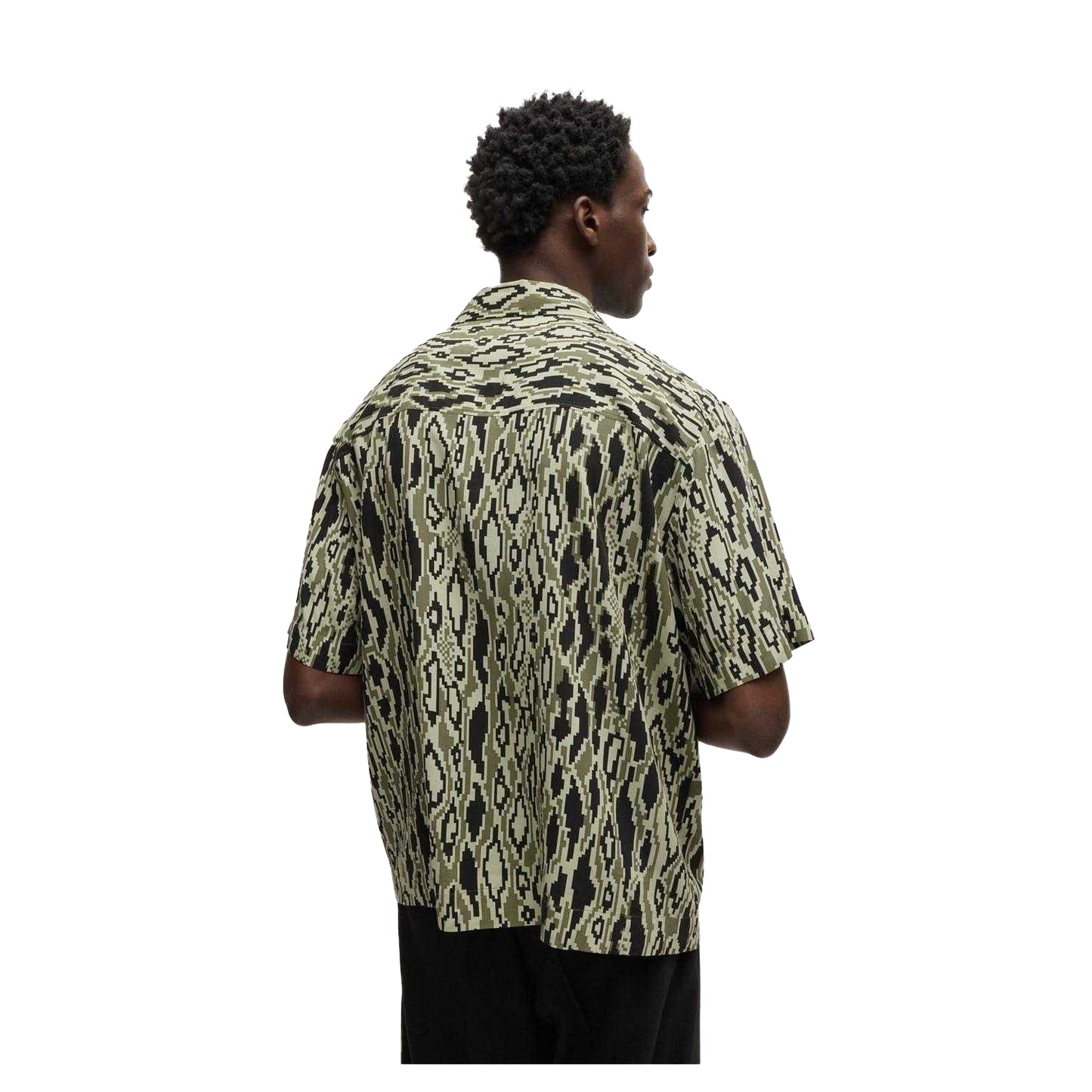 Green - Back - Hugo Mens Abstract Regular Short-Sleeved Shirt