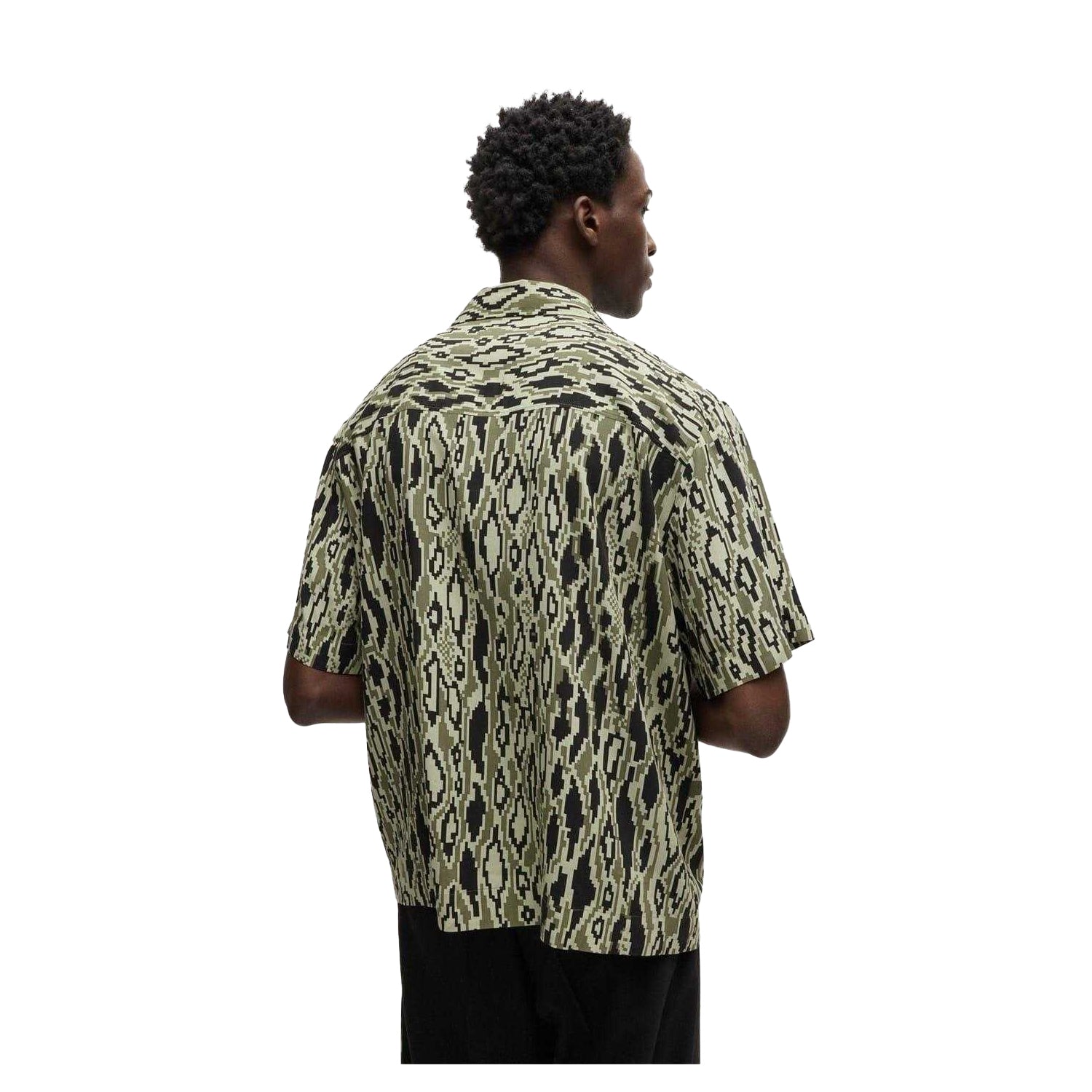 Green - Back - Hugo Mens Abstract Regular Short-Sleeved Shirt