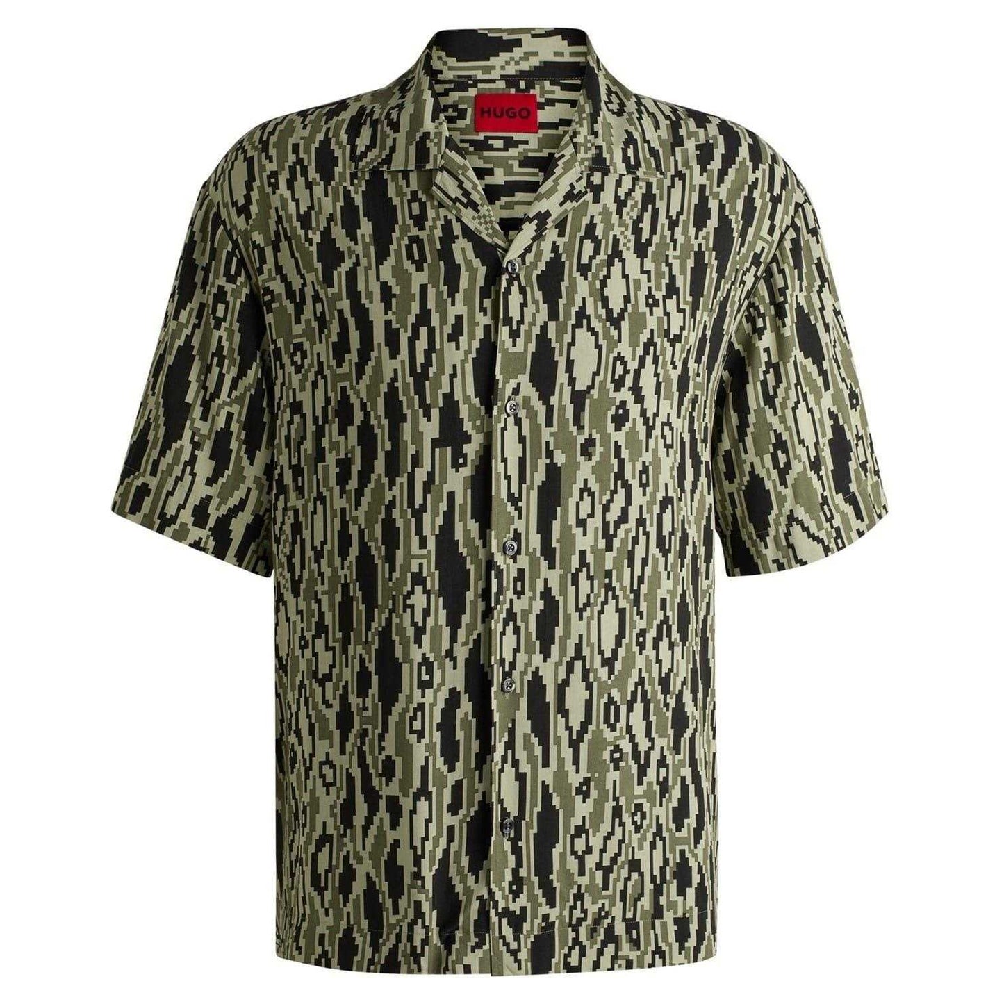 Green - Front - Hugo Mens Abstract Regular Short-Sleeved Shirt